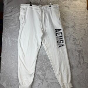 American Eagle AE USA Mens Jogger Sweatpants White Athletic Drawstring Size XL